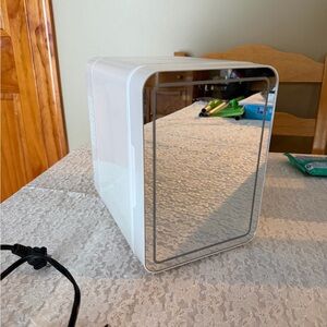 White Mini Fridge with Mirror Door